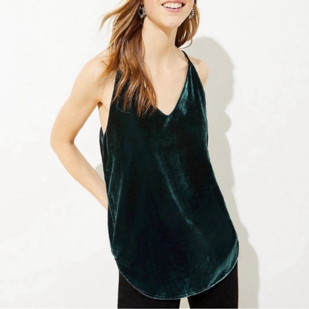 Loft Velour Green Top - M